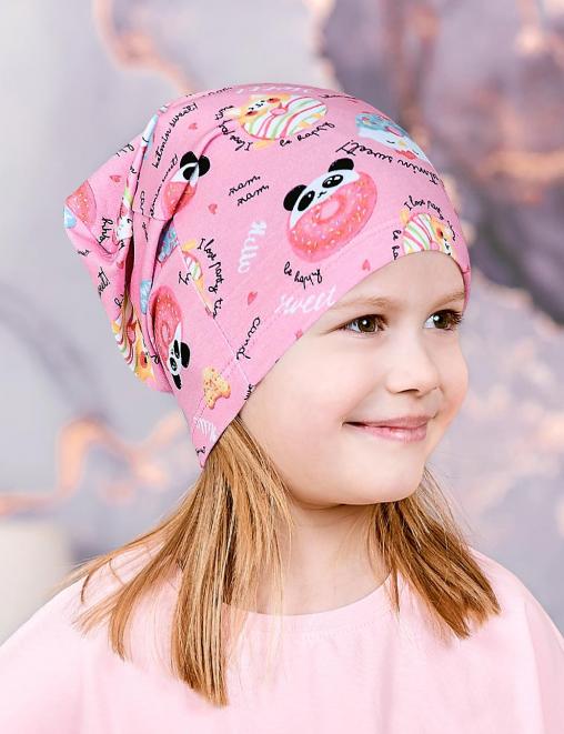 Шапка летняя цв.Пончики розовые