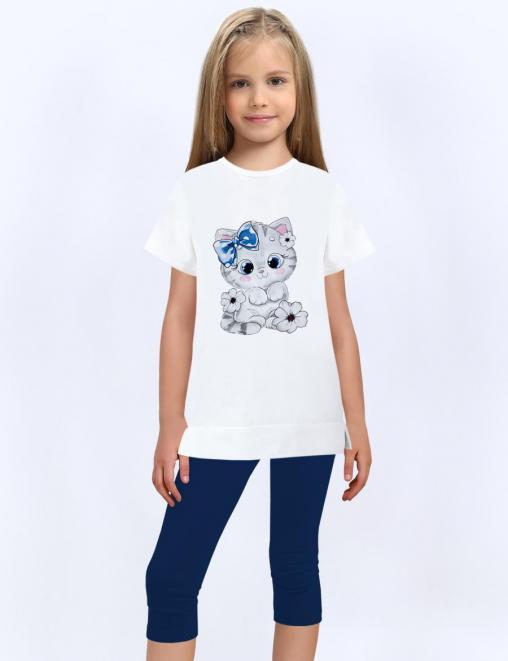 Костюм для девочки KETMIN MISS KETTY цв.Белый/Синий (Туника/Бриджи)