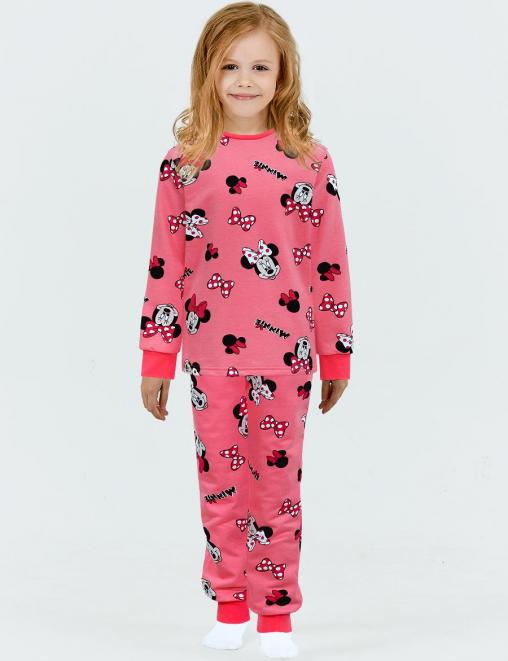 Пижама детская KETMIN НОЧКА МИННИ БАНТИК с начесом (Лонгслив/Брюки)Розовый