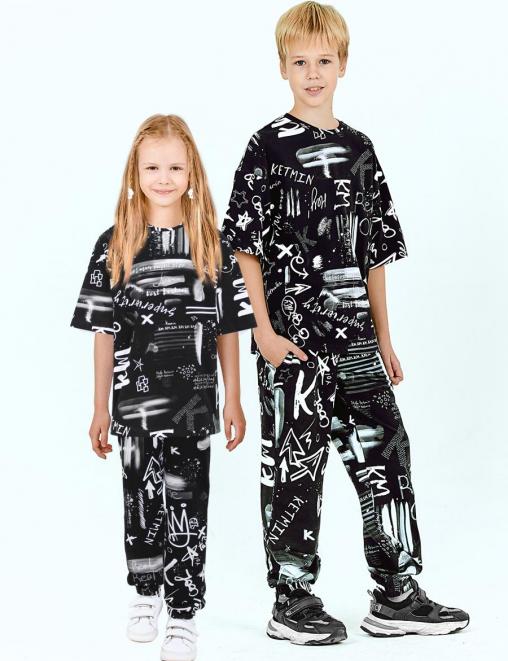 Костюм KETMIN СТИЛЛЯЖ цв.Граффити Черный (Футболка/Брюки)