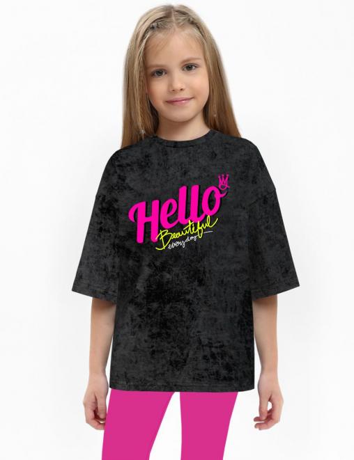 Футболка для девочки KETMIN HELLO цв.Варенка Черный