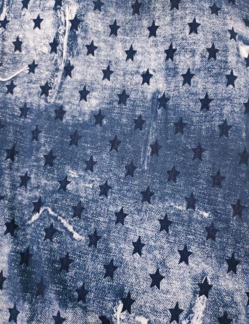 Кулирка с лайкрой ОП уз/полотно ДЖИНС синий/ Звезды синие