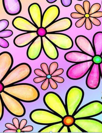 Кулирка хлопок ДИДЖИТАЛ ш/полотно Ромашки Неон