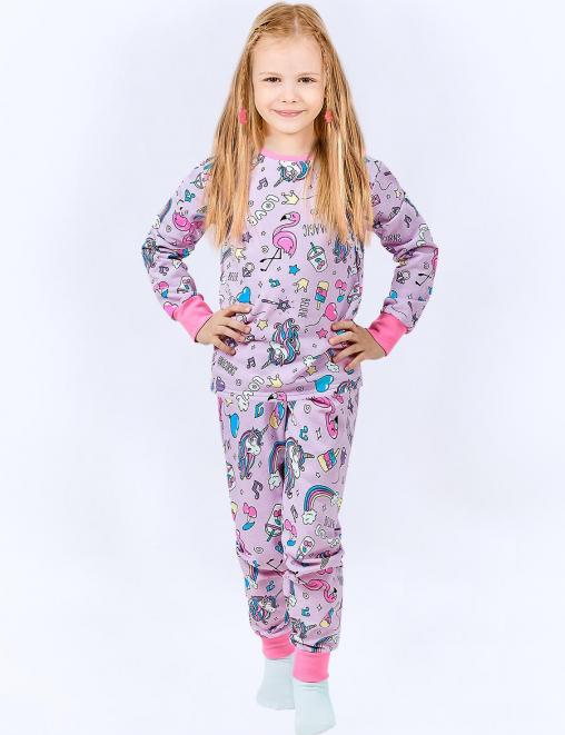 Пижама детская KETMIN НОЧКА MAGIC LOVE с начесом цв.Сиреневый