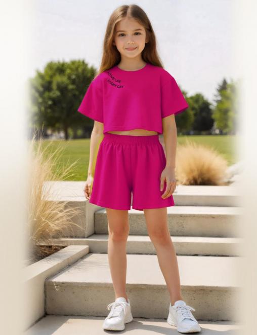 Костюм для девочки KETMIN MONACO цв.Фуксия (Футболка/Шорты)