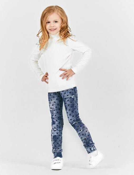 Треггинсы с начесом KETMIN ОСЕННИЙ ТРЕНД рис.Джинс синий/Звезды синие