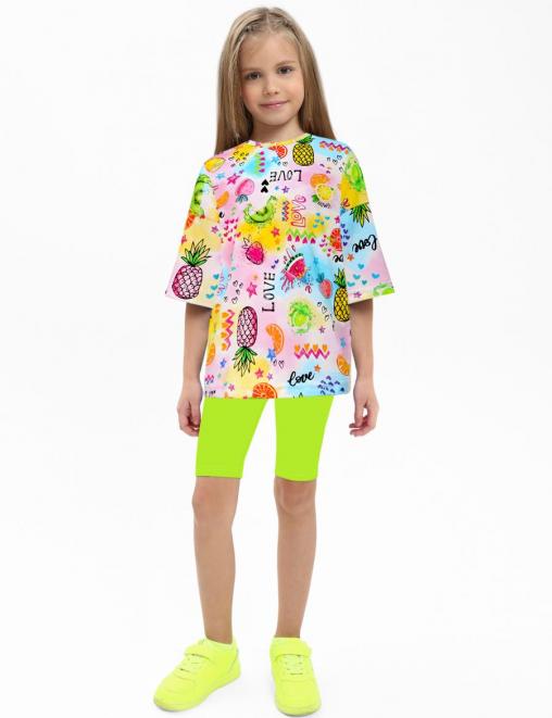 Костюм для девочки KETMIN МАЛИНА COMPACT цв.ЭкзоФрукты/Салатовый (Футболка/Велосипедки)