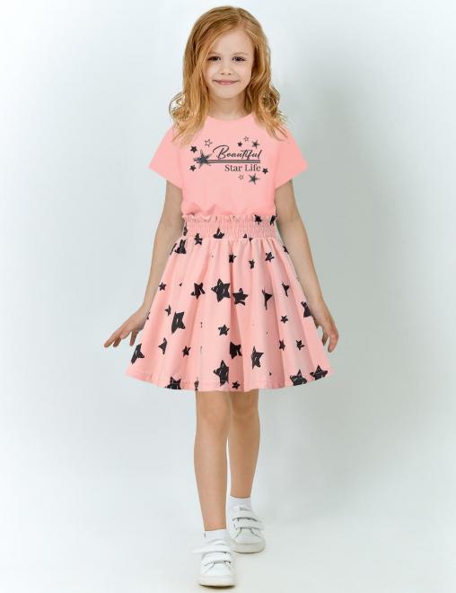 Костюм для девочки KETMIN HAPPY NICE цв.Розовый/ Звезды на розовом (Футболка/Юбка)