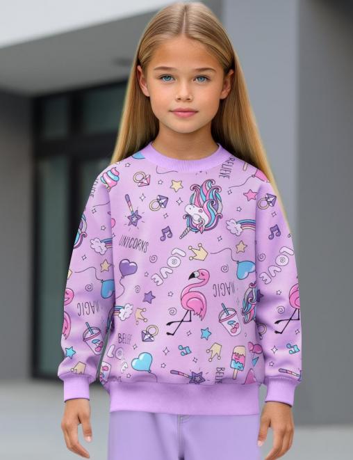 Свитшот детский KETMIN ТИП ТОП цв.Magic Love сиреневый