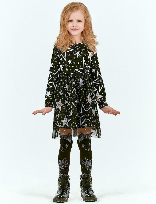 Платье для девочки KETMIN ЛАЙФ цв.Star KM Чёрный/ черная сетка