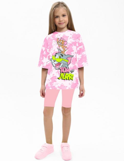 Костюм для девочки KETMIN МАЛИНА МАЙАМИ цв.Тай Дай Розовый/розовый (Футболка/Велосипедки)
