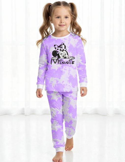 Пижама детская KETMIN HOME МИННИ цв. Тай Дай сиреневый (Лонгслив/Брюки)