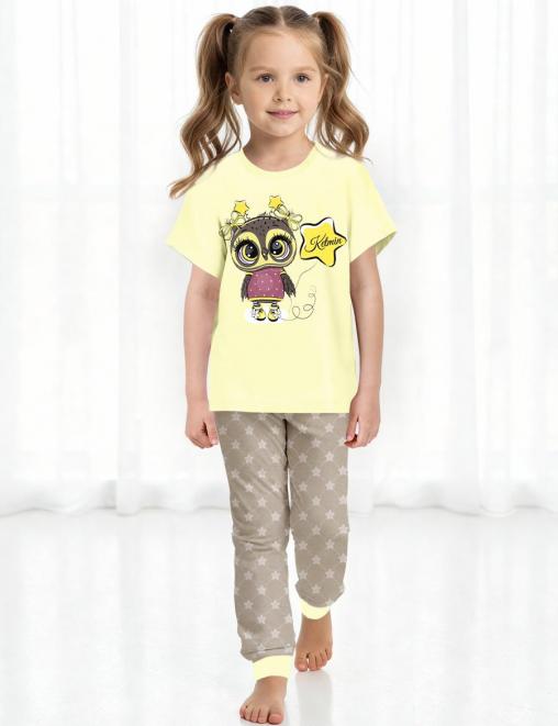 Пижама детская KETMIN КОМФОРТ СОВУШЕЧКА цв.Бежевый (Футболка/Брюки)