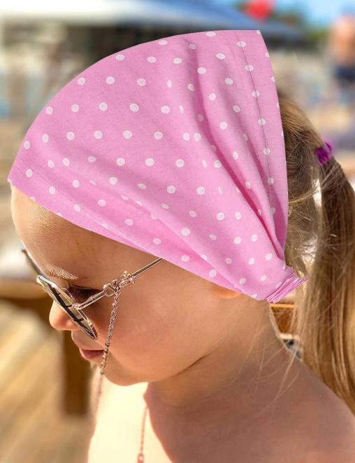 Бандана детская ХЛОПОК цв.Розовый/белый горох