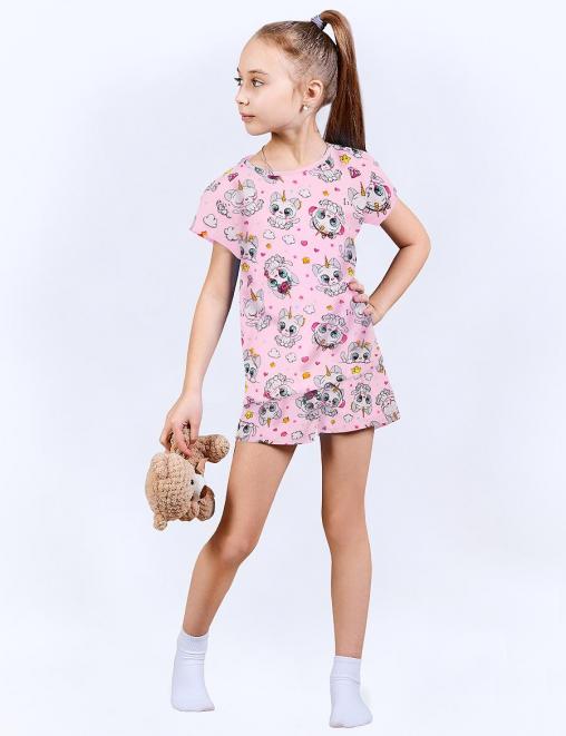 Пижама детская KETMIN DREAM КОШКИ-ЕДИНОРОЖКИ цв.Розовый (Футболка/Шорты)