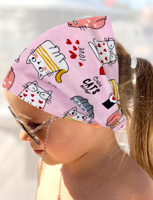 Бандана детская ХЛОПОК цв.Киски розовый