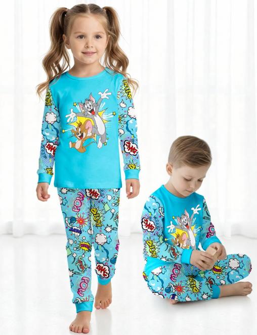 Пижама детская KETMIN HOME BOOM цв.Бирюза (Лонгслив/Брюки)