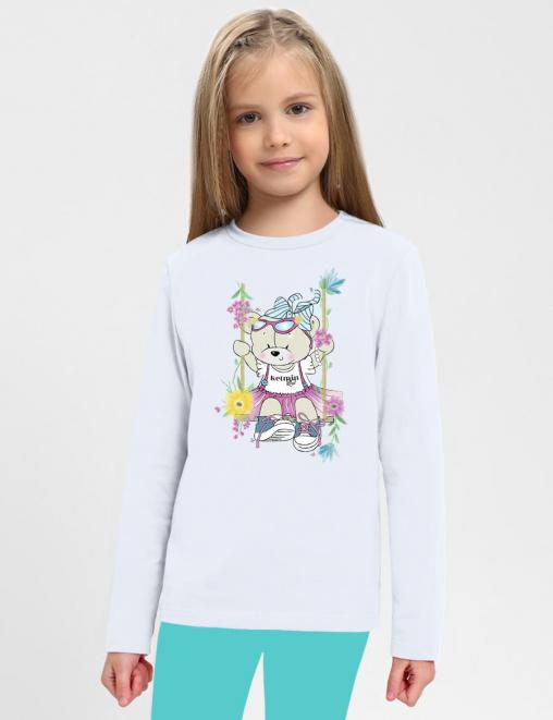 Лонгслив для девочки KETMIN МИШКА НЕЖНОСТЬ цв.Белый