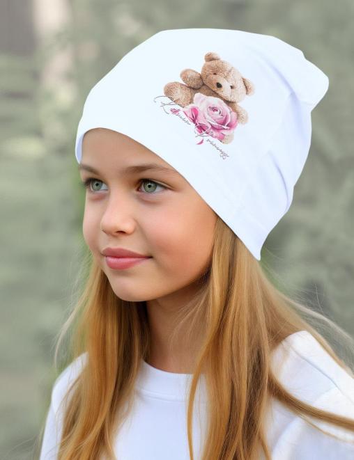 Шапка летняя COLOR Мишка ROSE цв.Белый