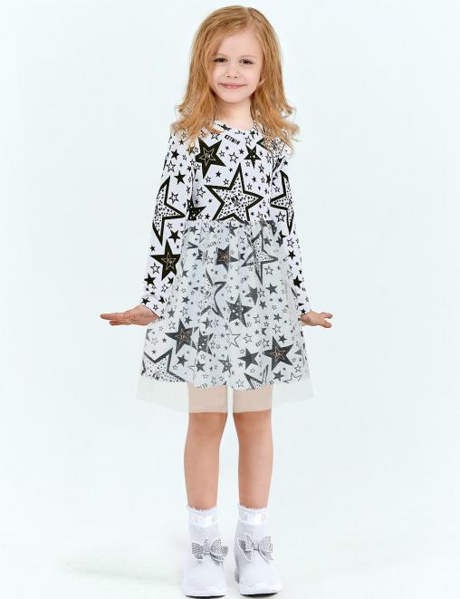 Платье для девочки KETMIN ЛАЙФ цв.Star KM Белый/ белая сетка