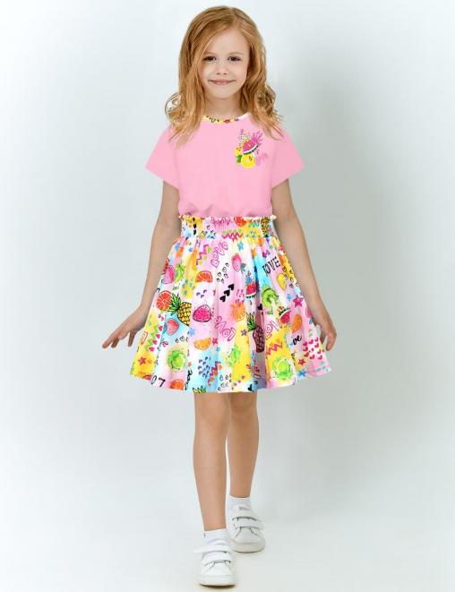 Костюм для девочки KETMIN HAPPY NICE цв.Розовый/Экзофрукты (Футболка/Юбка)