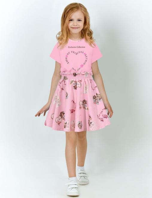 Костюм для девочки KETMIN HAPPY NICE цв.Розовый/Ангел (Футболка/Юбка)