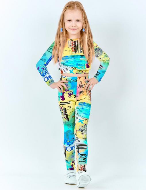 Спортивный костюм SUPERGIRL KETMIN Рашгард+Леггинсы цв. Граффити Неон (Рашгард/Леггинсы)