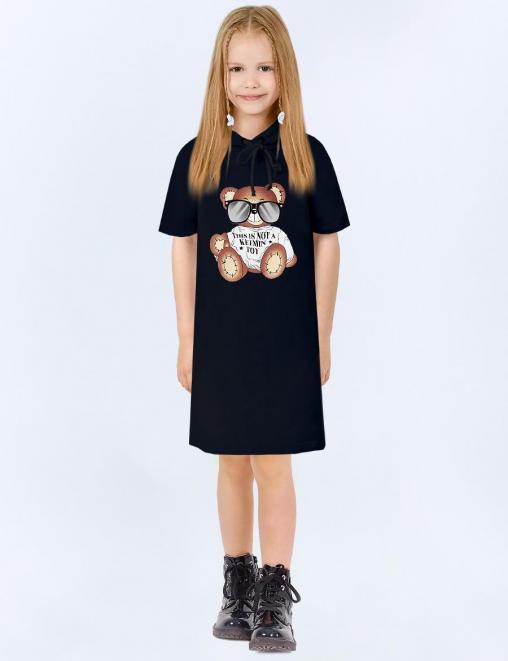 Платье-толстовка для девочки KETMIN МИШКА TOY цв.Черный
