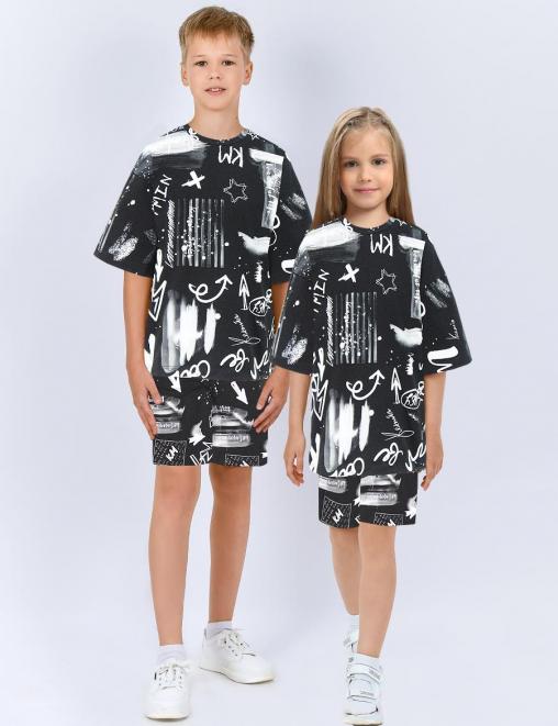 Костюм KETMIN МАЙАМИ цв.Граффити Черный (Футболка/Шорты)