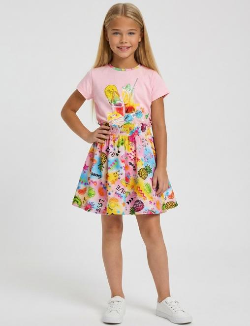 Костюм для девочки KETMIN HAPPY NICE цв.Розовый/Экзофрукты (Футболка/Юбка)