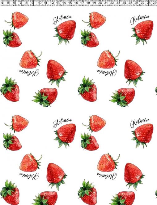 Кулирка с лайкрой ПЕНЬЕ Диджитал ш/полотно Клубника цв.Белый