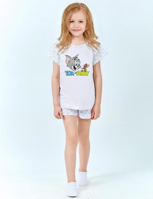 Пижама детская МАЛИНОВЫЕ СНЫ ТОМ и ДЖЕРРИ цв.Белый (Футболка/Шорты) Пижама детская МАЛИНОВЫЕ СНЫ ТОМ и ДЖЕРРИ цв.Белый (Футболка/Шорты)