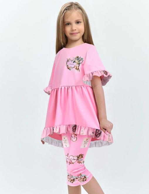 Костюм летний для девочки KETMIN LOVE PRINCESS цв.АНГЕЛ Розовый (Туника/Бриджи)
