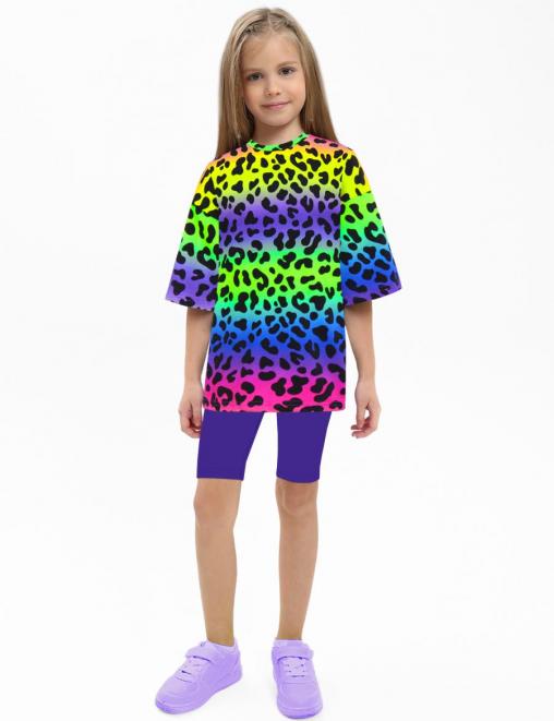 Костюм для девочки KETMIN МАЛИНА COMPACT цв.ЛЕО Неон / Фиолет (Футболка/Велосипедки)