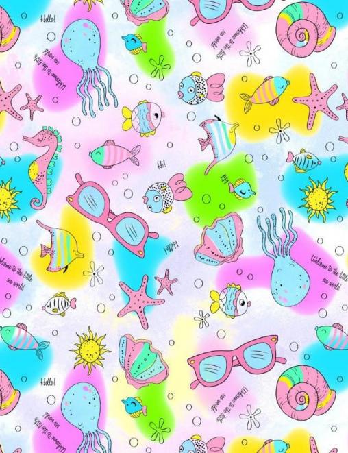 Кулирка с лайкрой ПЕНЬЕ Диджитал ш/полотно Морская сказка