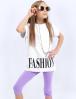 Костюм для девочки KETMIN FASHION Club цв.Белый/Сиреневый (Футболка/Бриджи)