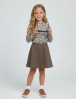 Костюм для девочки KETMIN LONG PARIS цв.Лео Бежевый/Каппучино(Лонгслив/Юбка)