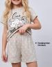 Пижама детская KETMIN DREAM ОБЛАЧКО цв.Бежевый со звёздами (Футболка/Шорты)