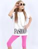 Костюм для девочки KETMIN FASHION Club цв.Белый/Розовый (Футболка/Бриджи)