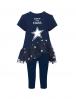 Костюм для девочки KETMIN ЭЛЕГАНС цв.Синий/Сетка Звезда (Туника/Бриджи)