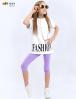 Костюм для девочки KETMIN FASHION Club цв.Белый/Сиреневый (Футболка/Бриджи)