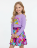 Костюм для девочки KETMIN LONG HAPPY цв.Сиреневый/ Котики фуксия (Лонгслив/Юбка)
