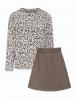 Костюм для девочки KETMIN LONG PARIS цв.Лео Бежевый/Каппучино(Лонгслив/Юбка)