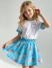 Костюм для девочки KETMIN HAPPY NICE цв.Белый/Ангел Бирюза (Футболка/Юбка)