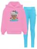 Костюм для девочки ЛАБУБУ цв.Розовый /Бирюза(Худи/Треггинсы)