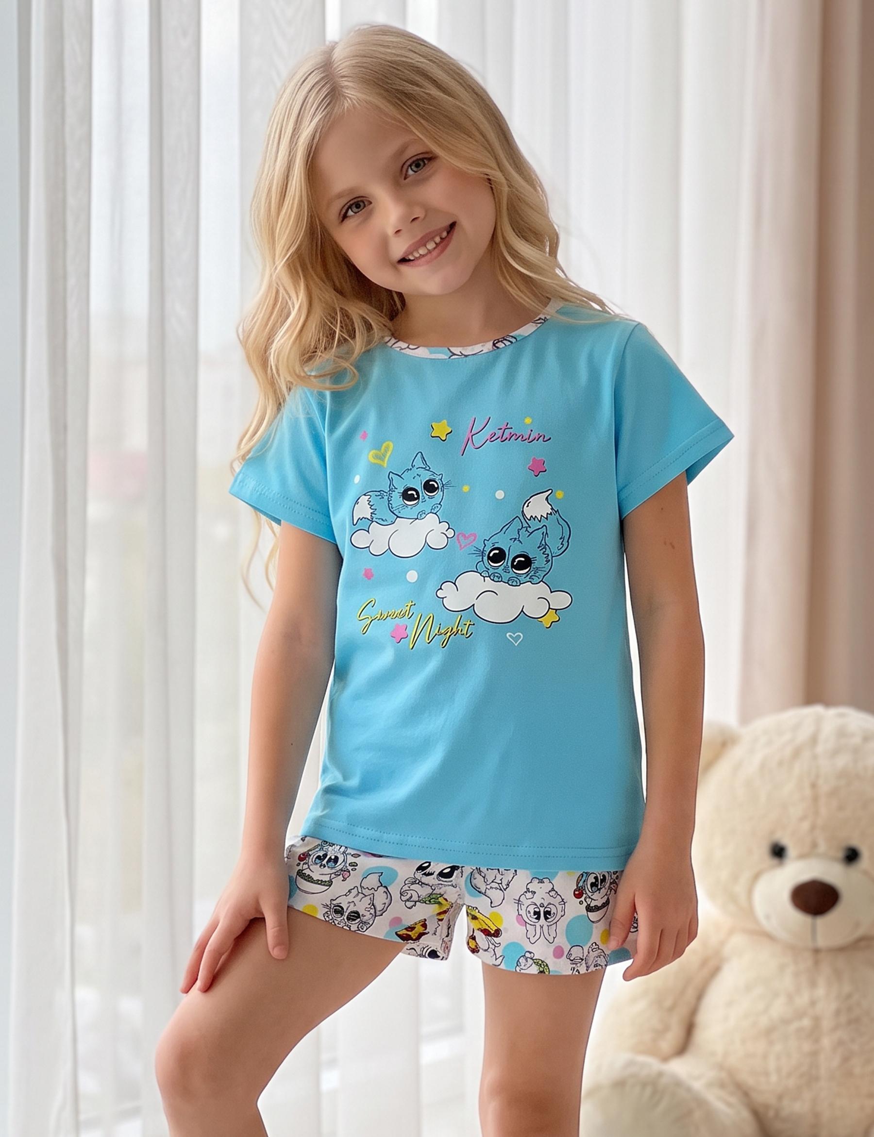 Пижама детская KОМФОРТ МОНСТРЯШКИ TOYS цв.Бирюза (Футболка/Шорты)