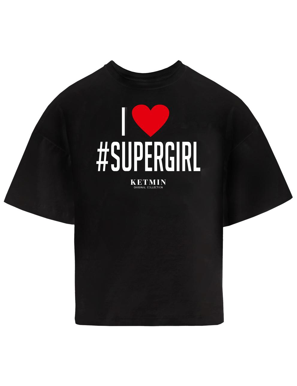 Футболка для девочки KETMIN #SUPERGIRL цв.Черный
