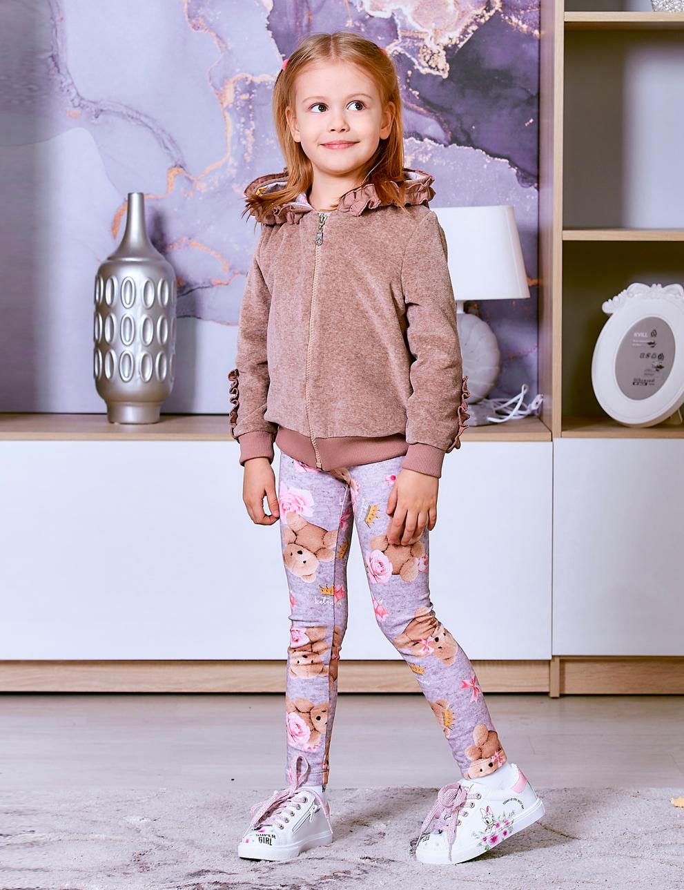 Детский велюровый костюм для девочки KETMIN МИШКИ цв.Бежевый