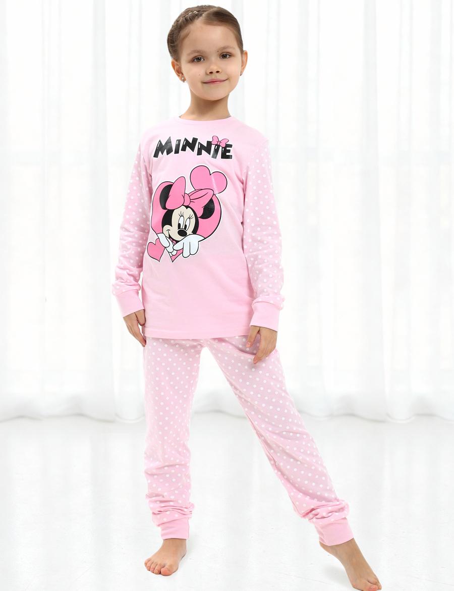 Пижама детская KETMIN HOME МИННИ LOVE цв.розовый/белый горох (Лонгслив/Брюки)