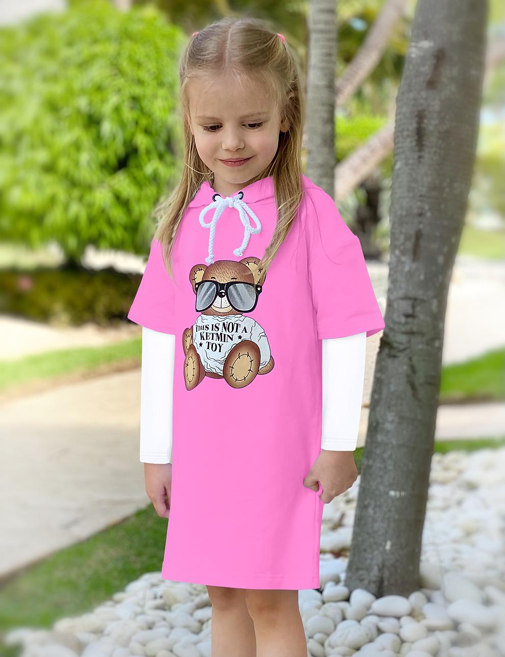 Платье-Туника для девочки KETMIN МИШКА TOY цв.Розовый (длинный рукав)